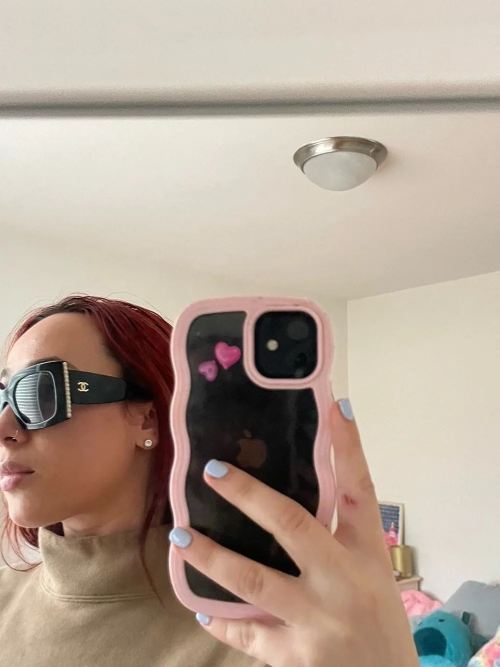 CHANEL Black Square Sunglasses with Pearl Trim and Gold CC Logo